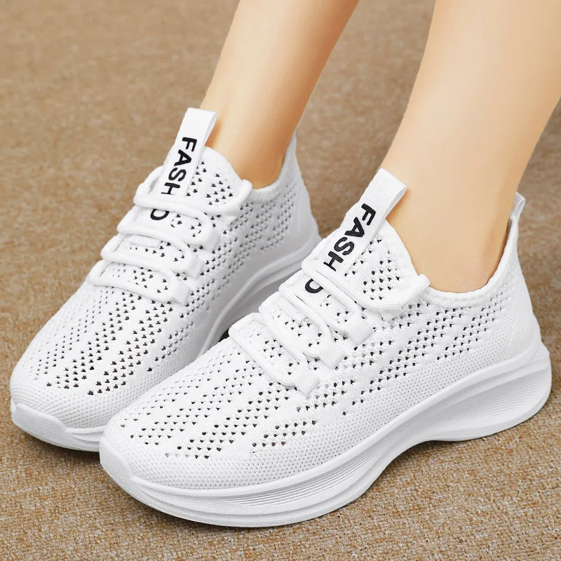 

Summer Sneakers for Women Fashionable Breathable Mesh Casual Running Shoes Ladies Lace-up Gym Vulcanized Shoes Zapatos De Mujer