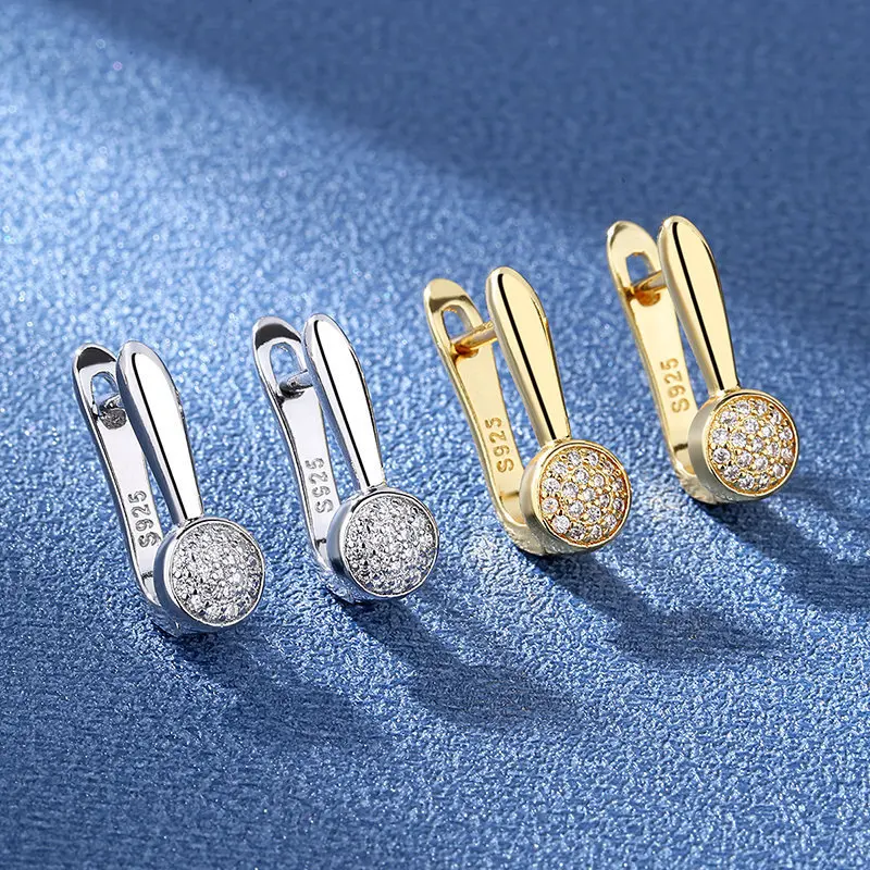 925 sterling silver zircon round bead threaded stud earrings, women's screw twist-off stud earrings, simple and fashion