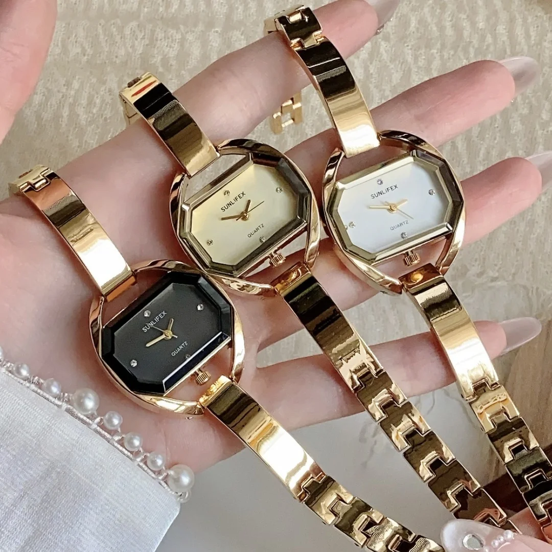 

Sunlifex модные женские золотые часы женские наручные часы с ремешком из нержавеющей стали кварцевые часы Montre Relogio Feminino