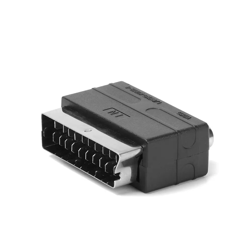 1 buah hitam 21PIN Scart steker laki-laki ke 3RCA Phono perempuan AV TV Audio adaptor Video Input untuk PS4 untuk WII DVD VCR