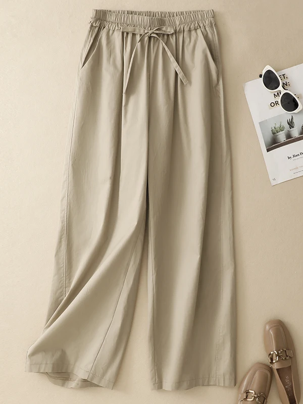 

Повседневные свободные брюки с широкими штанинами, высокой талией, прямого кроя, легкие летние брюки для женщин больших размеров, модные брюки-кюлоты.