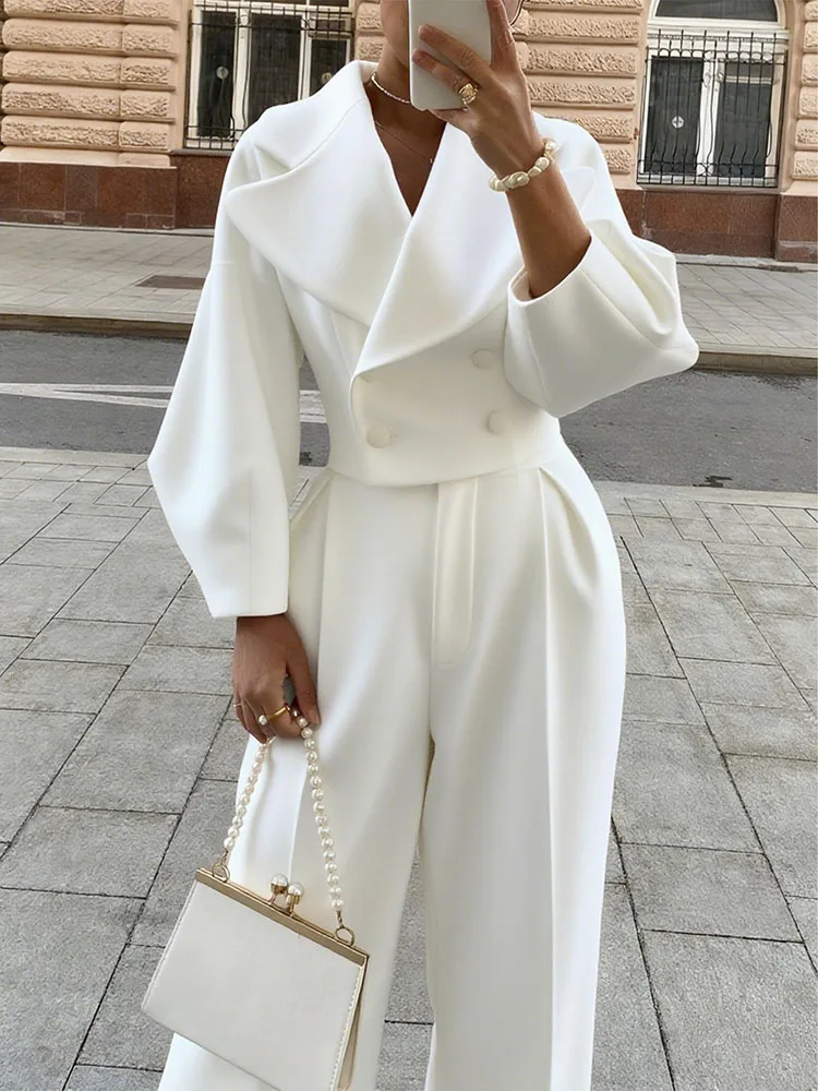 Ensemble deux pièces épais et chaud pour femme, nouvelle veste décontractée à Double boutonnage, tenue de bureau, tempérament élégant, pantalon Long, automne et hiver