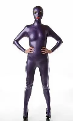 

Latex Rubber Gummi Purple Catsuit Suit Fashion Hood Full-body Tailored XS-XXL