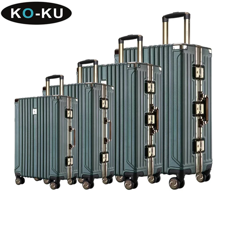 KO-KU Student Aluminium Frame Luggage Universal Wheel Trolley Case 20/22/24/26/28 Inch Universal Password Suitcase