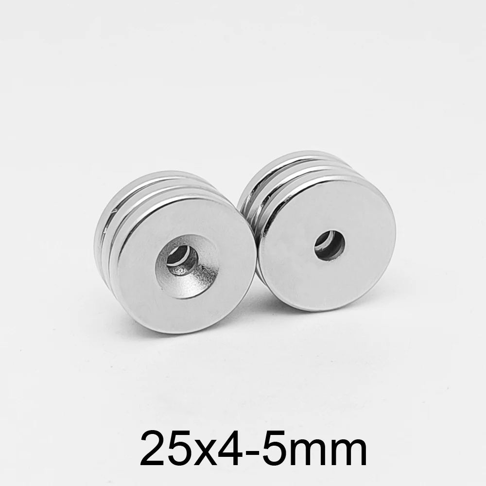 3PCS 25x4-5 mm Permanent NdFeB Strong Magnets 25*4 mm Hole 5mm Round Countersunk Neodymium Magnetic Magnet 25X4-5mm 25*4-5mm