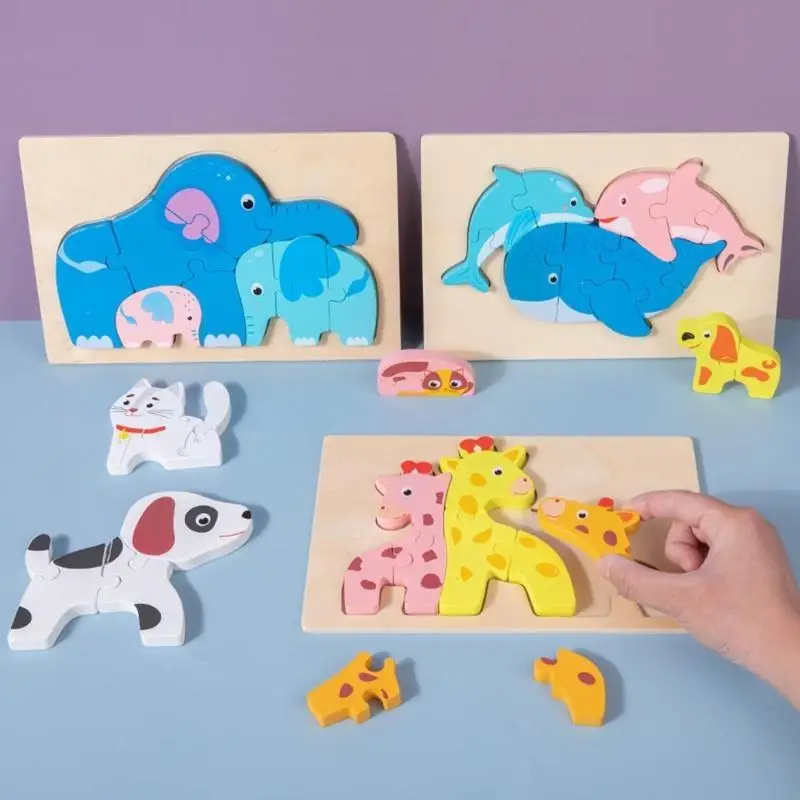 F62d 8.66x5.91in 창조적 인 나무 동물 퍼즐 장난감 테이블 게임 퍼즐 학습 t