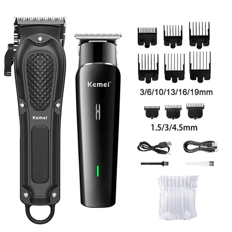 Kemei Elektrische Tondeuse Set UBS Oplaadbare Baardtrimmer Mannen Krachtige Elektrische Tondeuse Trimmen Tool KM-1071,1115, Kit
