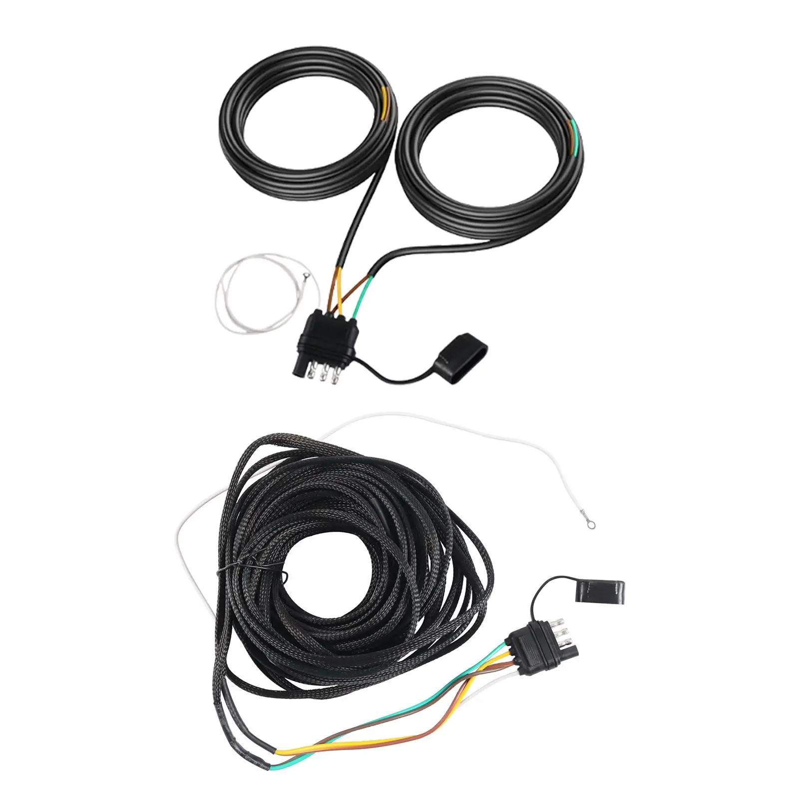 

26ft Trailer Wiring Harness with Stable Performance, 4-Pin 5-Wire 4-Way Flat