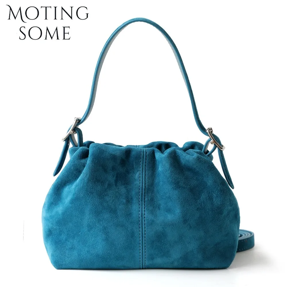 

Motingsome Luxury Designer Bags Candy Color Saddle Handbag Clouds Bag Sheep Suede Velvet Shoulder Messenger Pleated Small Tote