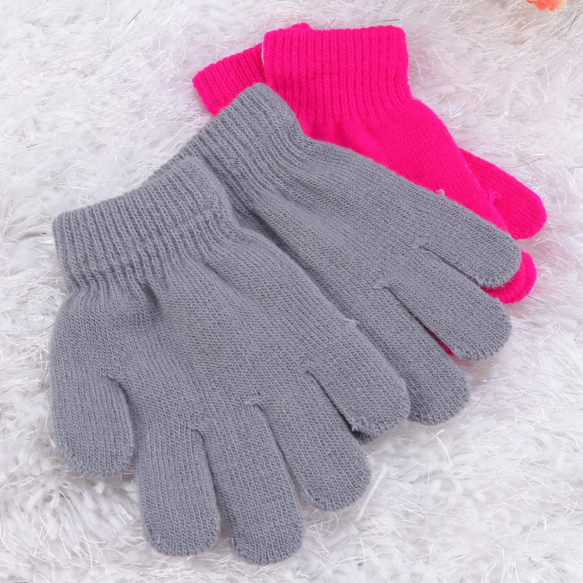 

Knitted Gloves Kids Full Finger Warm Winter Boy Girl Toddler Lightweight Soft Knit Washable Gloves Christmas Gifts