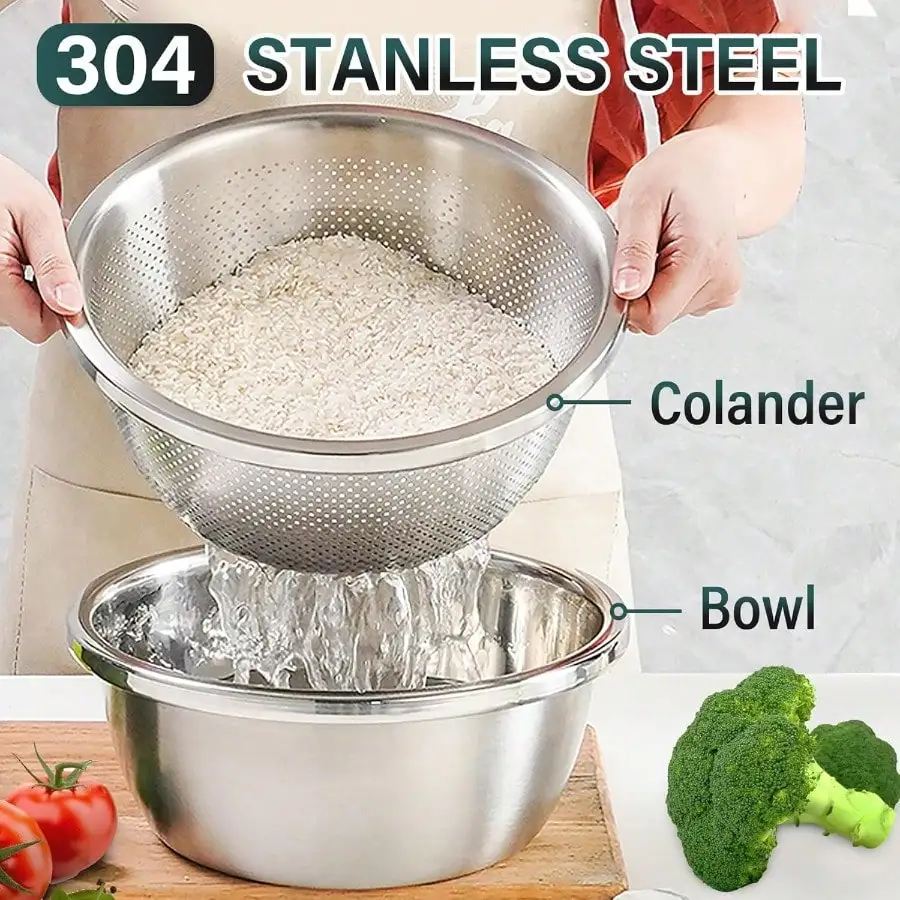 Дуршлаг из нержавеющей стали 304, 5QT, микропористый, с большой чашей для кухни, салатница для проливки пасты, мытья фру