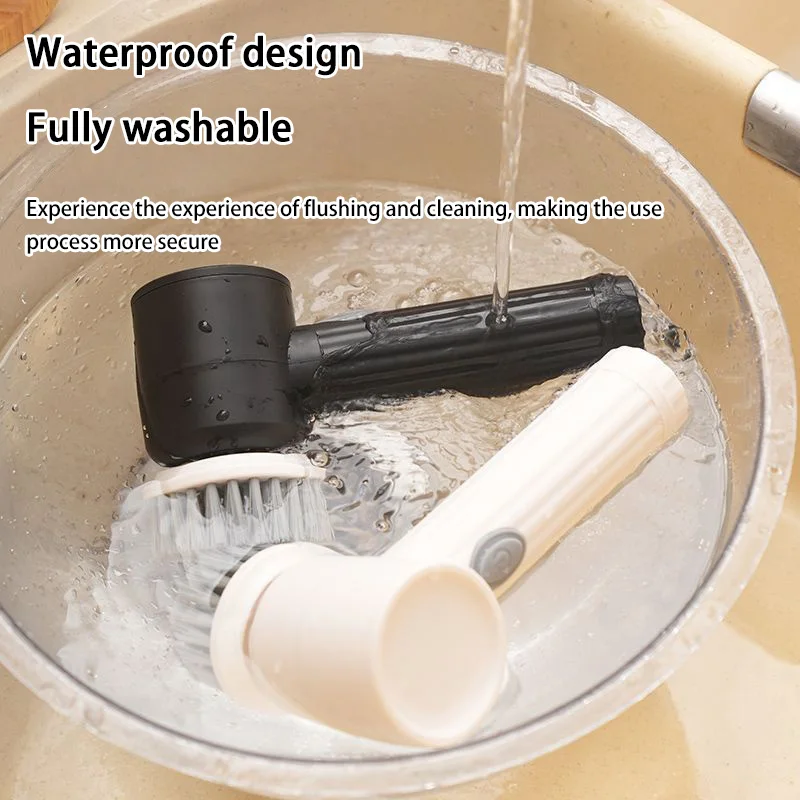 Cordless Electric Scrubber 7-in-1 Kitchen/Bath Tiles Cleaner USB Rechargeable Spin for Grease Dirt Powerful Scrubbing Brush