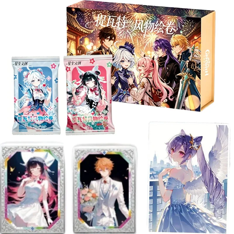 

Original Genshin Impact Landscape Scroll Card Metal Relief Diamond Card Teyvat Limited Numbered Collectible Game Card Gift Toy