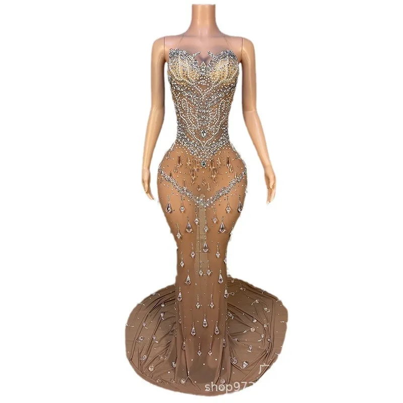 

2026 сексуальная бандо, прозрачная облегающая юбка-русалка, облегающая бедра, свадебное платье для помолвки, банкета, дня рождения, ужина, легкое роскошное фото платье