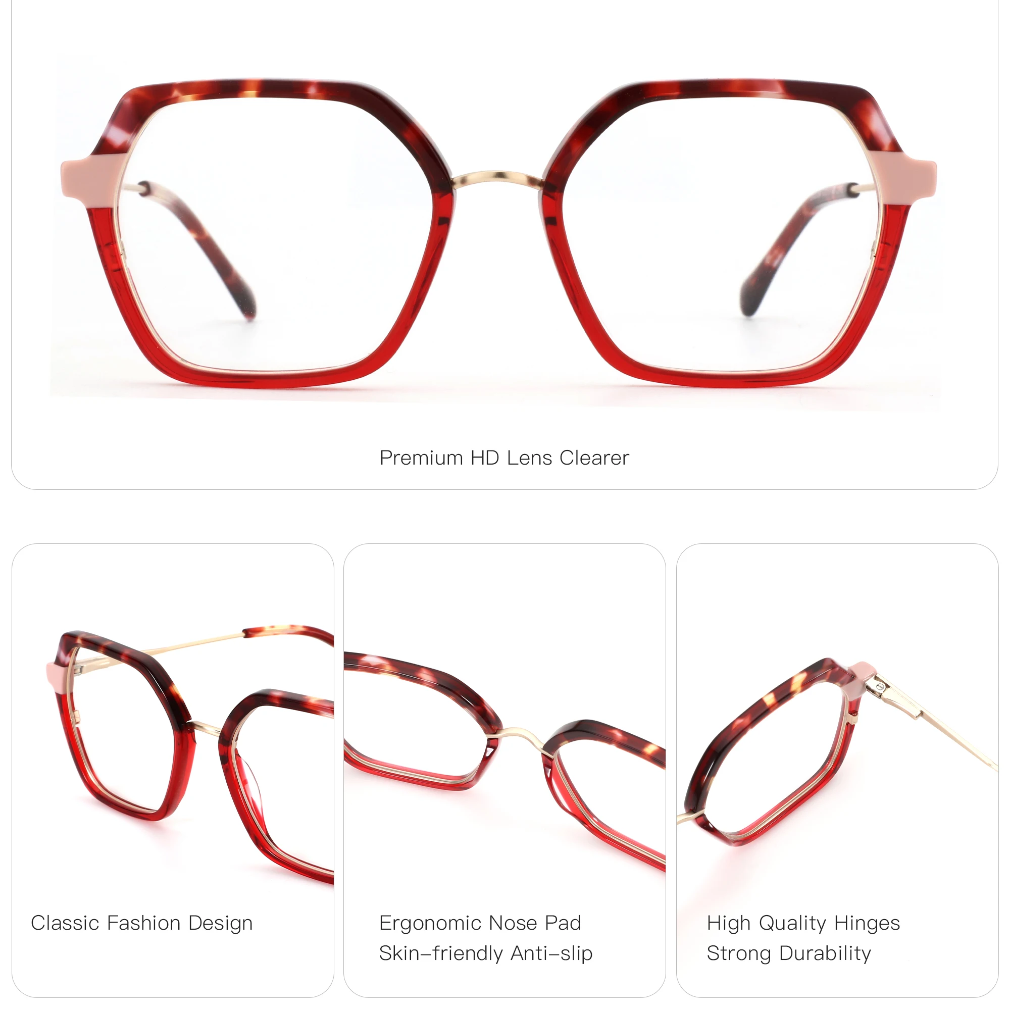 BLUEMOKY (M size) women's handmade acetate prescription glasses for myopia progressive color change, anti blue light optical