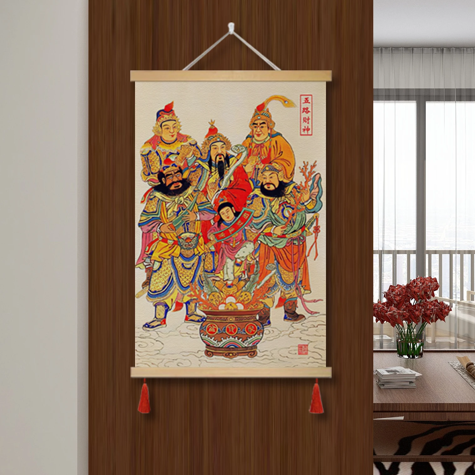 The God of Wealth, Wall Painting To Wealth, Living Room Decoration Painting, Attracting Wealth and Treasures, Hanging Paintings