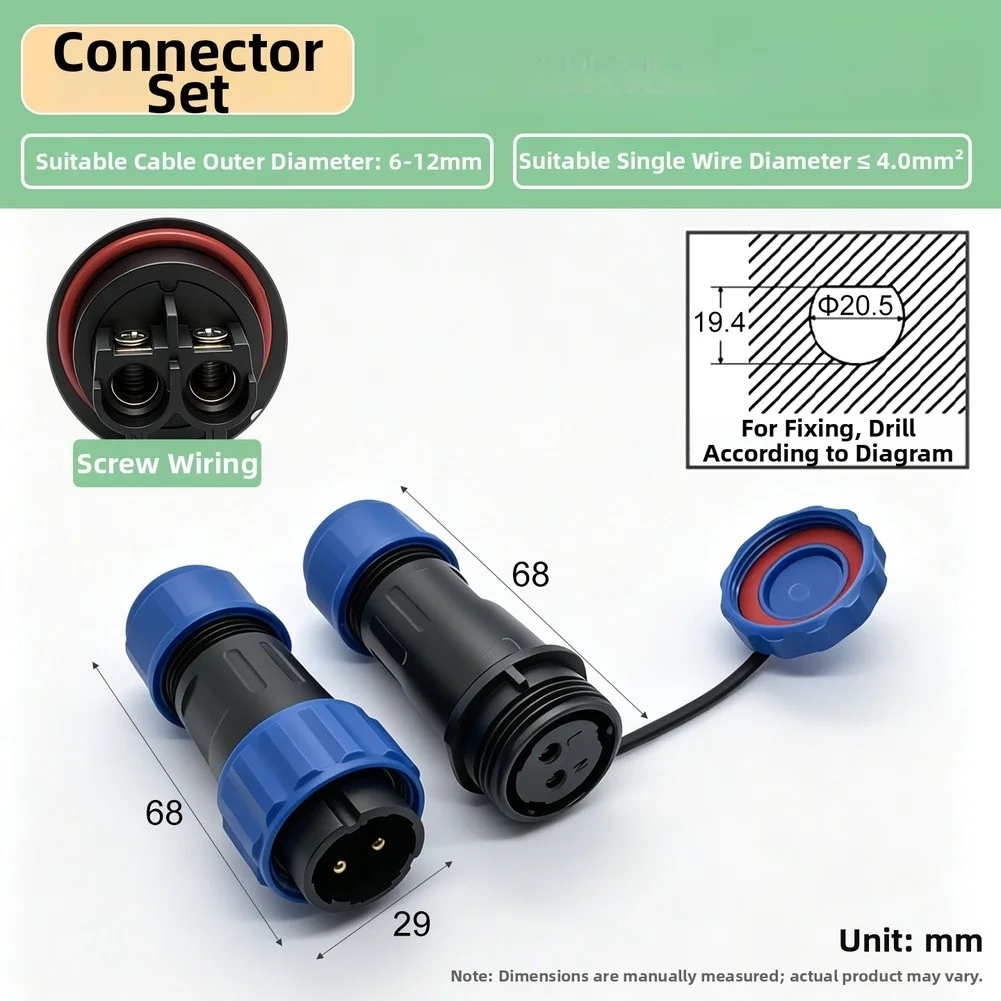 Waterproof Connector LD20 for Series IP68 Rated Quick Connect Socket with Detachment Buckle 2 to 5 Core Options ABS Build
