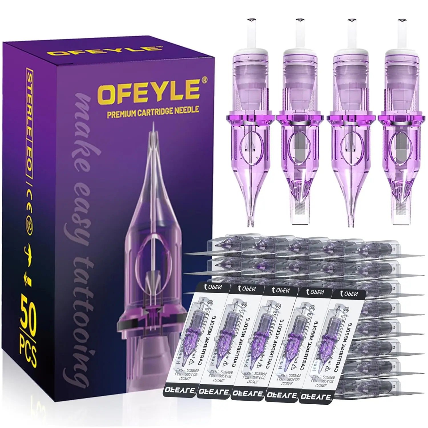 

OFEYLE 20/50/100PCS Mixed Professional Tattoo Cartridge Needles with Membrane Safety Cartridges Disposable Tattoo Needle