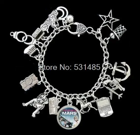 6pcs Veronica Mars Themed Charm Bracelet Silver Tone