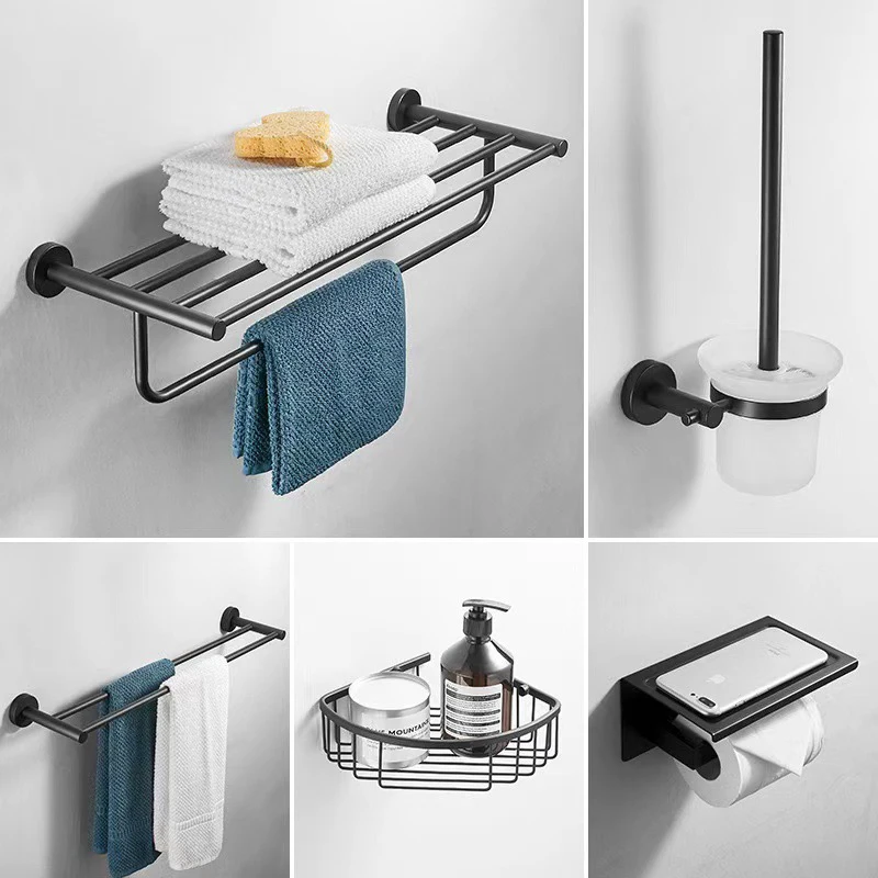 

Bathroom Shelf Organizer 304Stainless Steel Towel Shampoo Shower Gel Toilet Paper Toilet Brush Storage Rack Bathroom Accessories