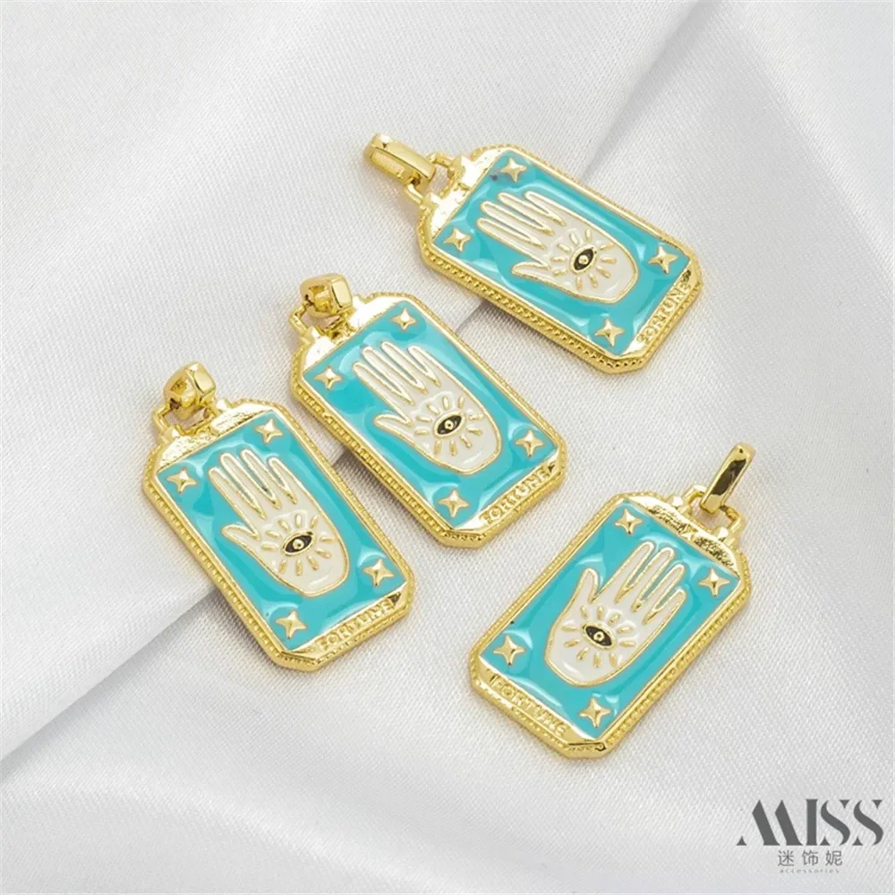 14K Gold-wrapped European American Retro Palm Oil Drop Pendant DIY Accessories Listing Chain Pendant Handmade Jewelry Materials