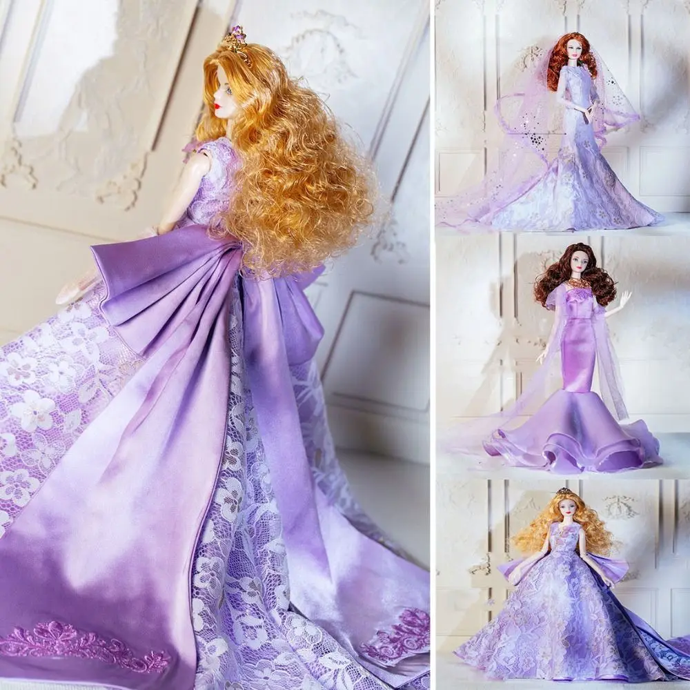 30cm Supermodel Doll Dresses Clothes Suit European Fashion Diamond Lace Wedding Dresses Accessories Set DIY Toy Collector Gifts