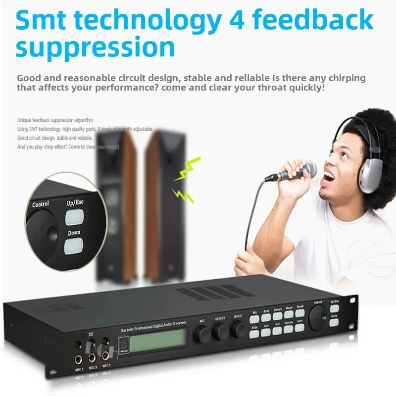 X5 Pre-dsp Digital Reverb Microphone Anti-howling Home KTV Karaoke Audio Processor Effect Device