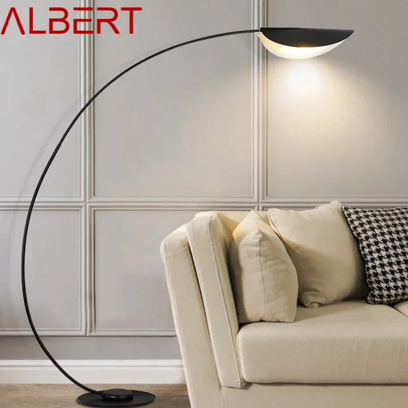 ALBERT Black Fishing Floor Lamp Nordic Modern Family Living Room Beside The Sofa Creative LED Decorative Standing Light