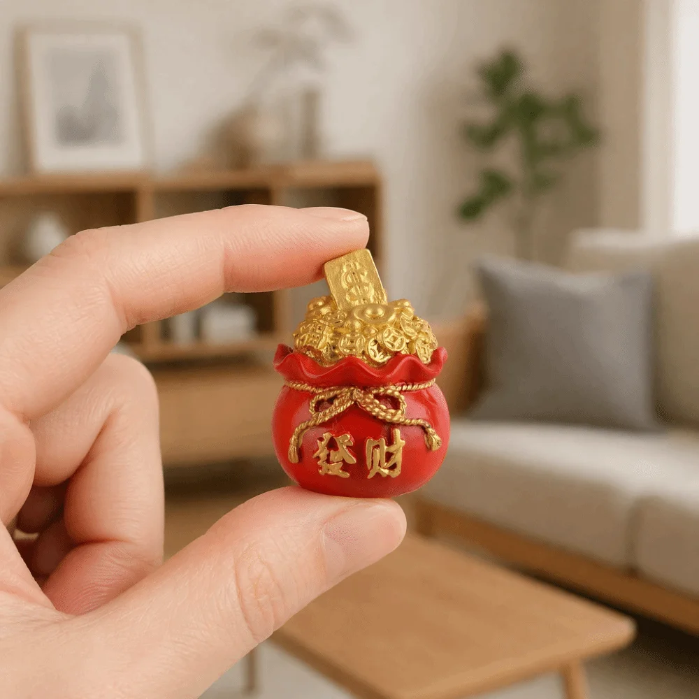 Resin Resin Fortune Pouch Desktop Ornament Four Optional Carved Pattern Designs Carved Money Sack Interior Figurine