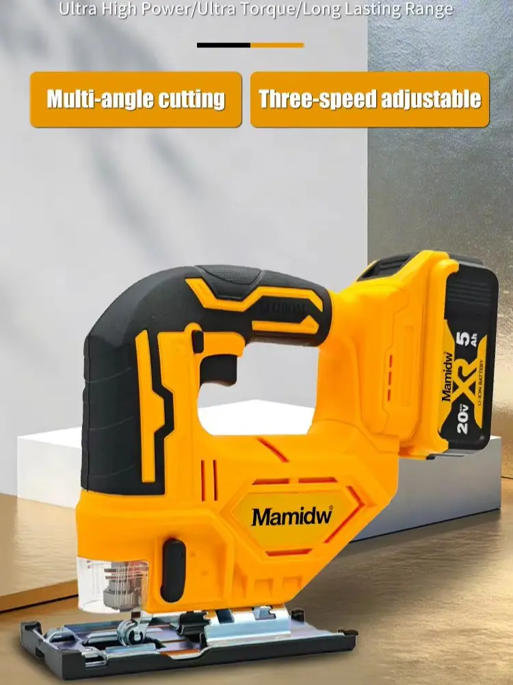 Bezprzewodowa piła szablasta Mamidw do akumulatora Dewalt 20V (bez akumulatora), trzy prędkości podnoszenia ostrza, 45 ° Skośne cięcia, solidna podstawa ze stopu aluminium, do drewna i metalu — 2