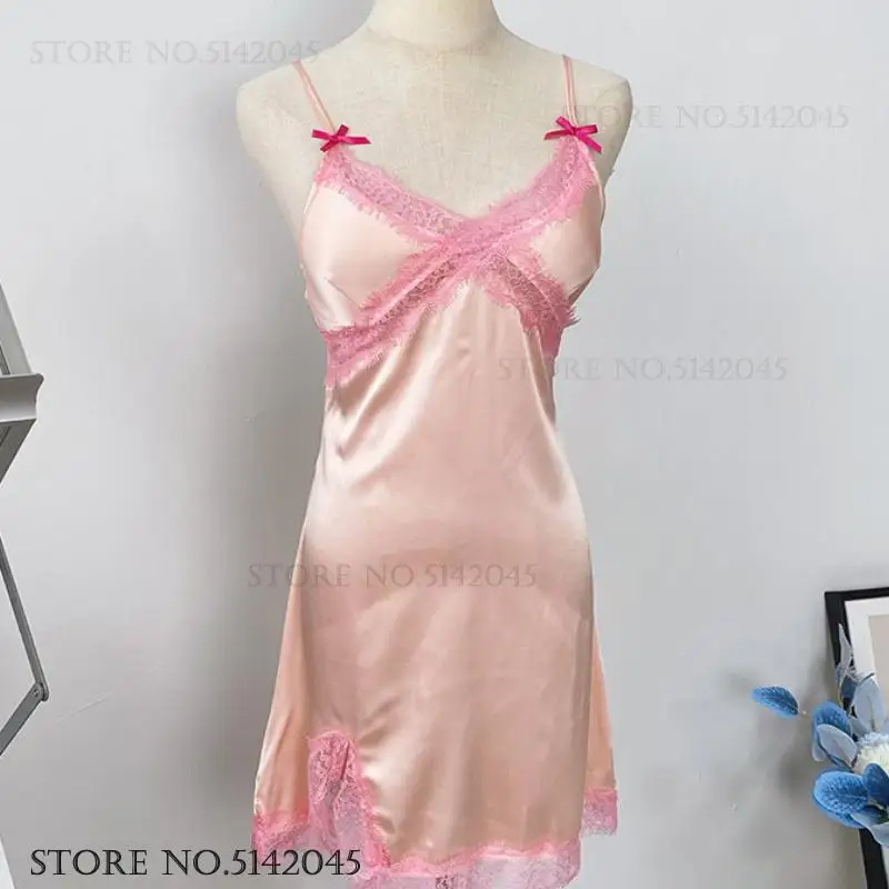 Female Twinset Robe Set Nightgown Sexy Lace Kimono Bathrobe Gown Spring Summer New Sleepwear Nightdress Rayon Lingerie Homewear - Image 3