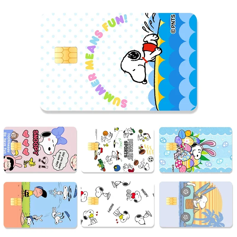 Kawaii Snoopy and His Friends Pvc Sticker Snoopy Waterproof Anime Film Tape Skin for Credit Card Debit Card Sticker Decal Gifts