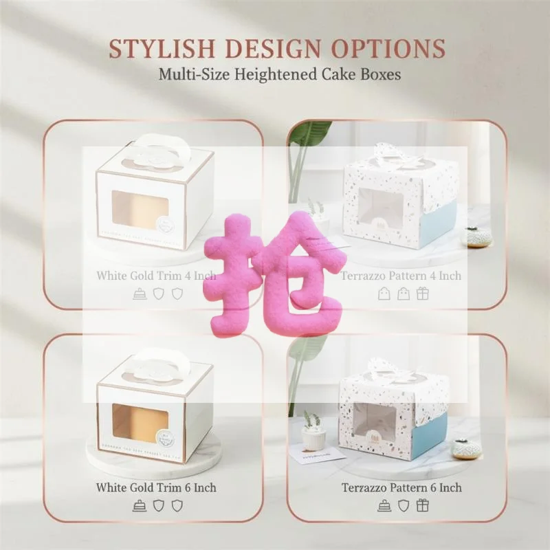 10Pcs Cute Cake Box 4 Inch Thousand Layer Pastry Packaging Boxse Handheld Thickened With Inner Tray Packing Case