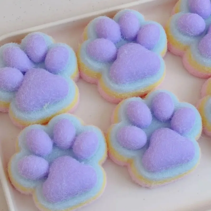 Four Color Fluff Cat Claw Squishy Toys Slow Rebound Soft Pinch Decompression Fidget for Kids Adults Stress Relief Holiday Gift