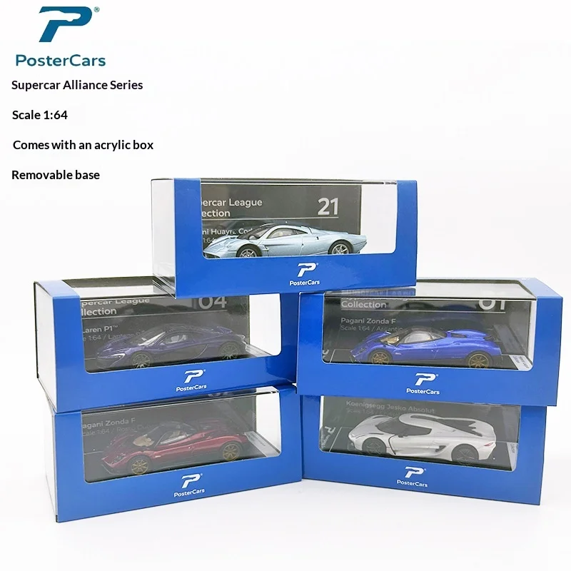 

Коллекционная серия PosterCars PC 1:64 Hypercar League - Набор литых под давлением моделей из сплава, премиум-класса для коллекционеров
