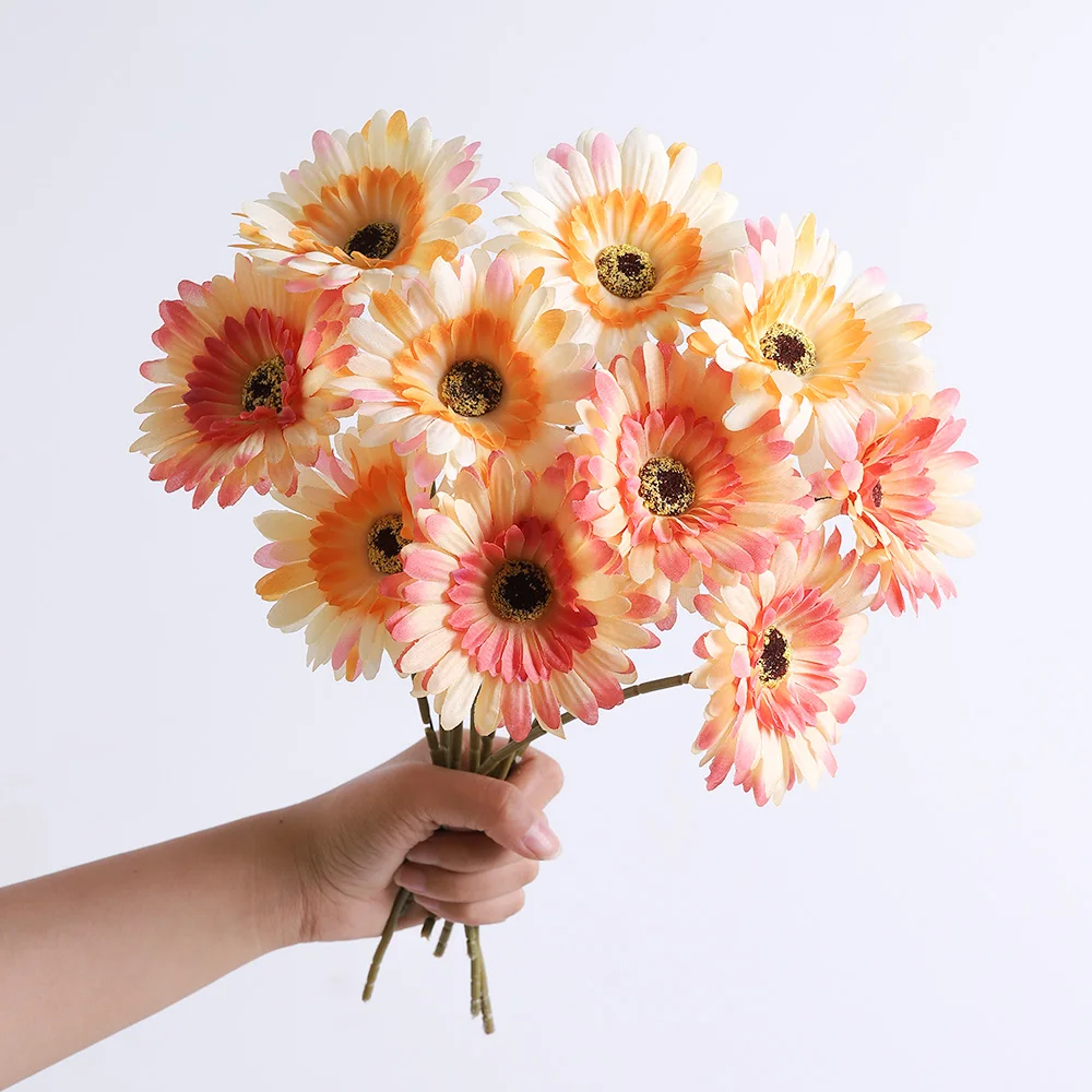 6 Stück künstliche Gerbera-Blumen aus Seide, Blumenstrauß, Heimtischdekoration, künstliche Gänseblümchen, DIY-Fotorequisiten, Blumenarrangements, Hochzeitsdekoration – Detail 8