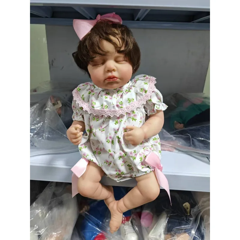 

48CM Reborn Girl Doll Loulou in Soft Cotton Body High Quality Handmade Rooted Hair Doll