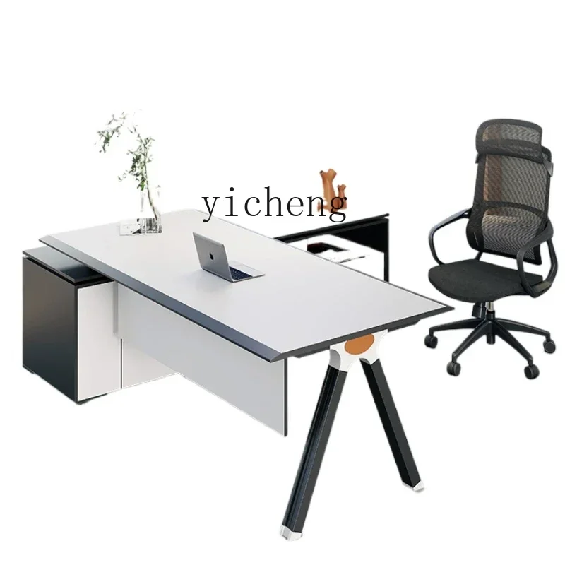 

LYY Home Desk Simple Modern Manager Table Furniture Light Luxury White Computer Table and Chair Combination