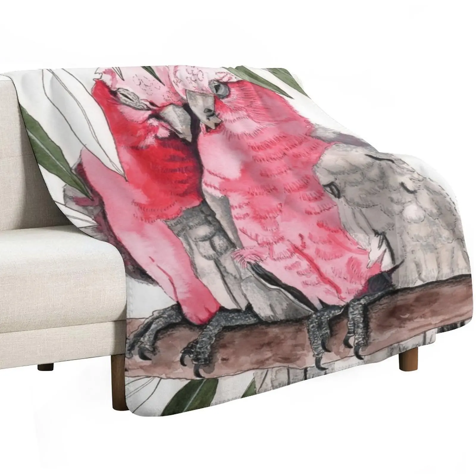 Galahs Pair Pink Australian Birds Eucalyptus Throw Blanket bed plaid warm winter Single Bed linens Plaid Softest Blankets