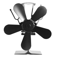 Wood Stove Fan Wood Stove Fan, Fireplace Fan with Thermometer, 5-Blade Heat Powered
