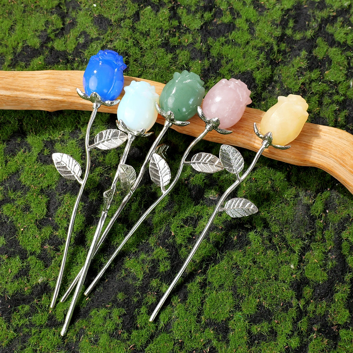 1pc Natural Crystal Raw Stone Semi Precious Stone Rose Decoration Valentine's Day Wedding Decoration Crystal Crafts Gift view 3