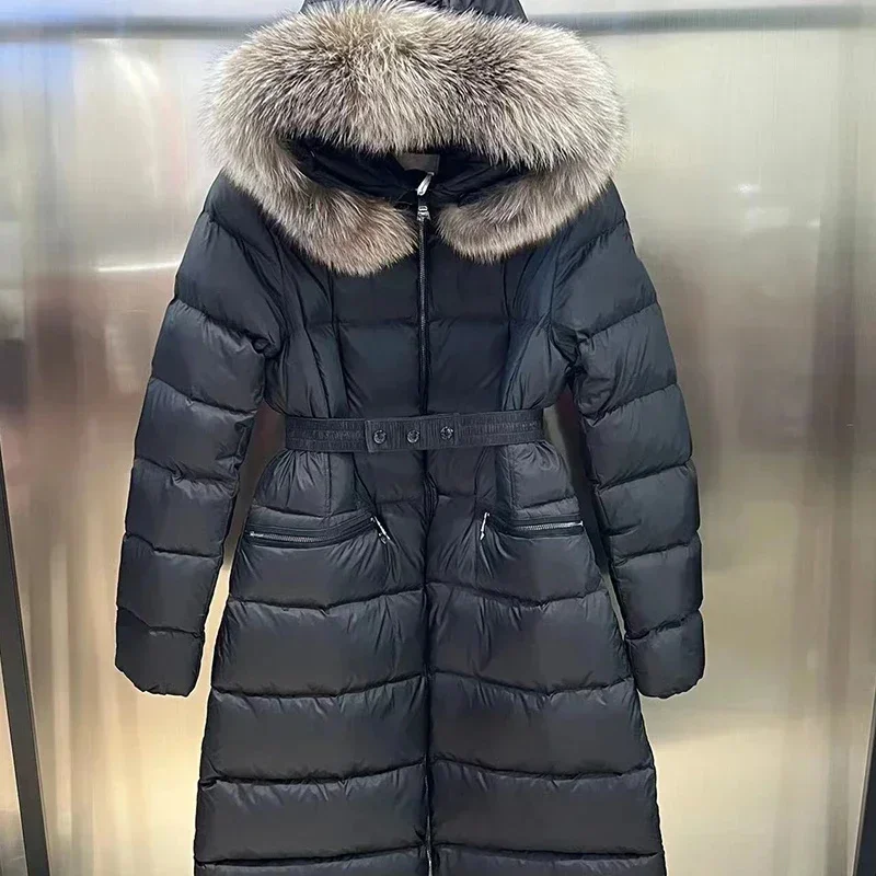 New 2024 Top Luxury Women Down Jacket Slim Fit and Knee Length High-end Fox Fur Collar Thickened s