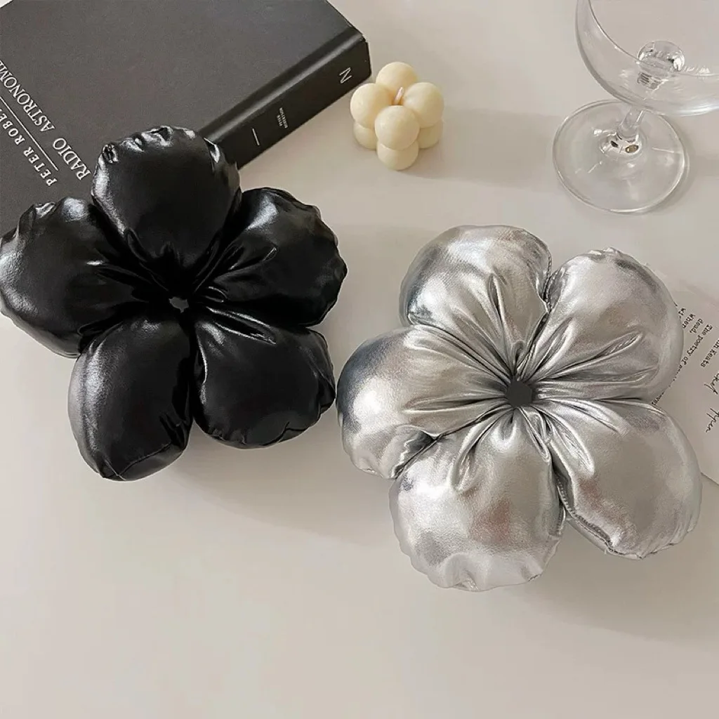 حبل شعر كبير ثلاثي الأبعاد على شكل زهرة للنساء، ربطات شعر أنيقة على شكل ذيل حصان عالي على شكل رأس كرات اللحم للفتيات