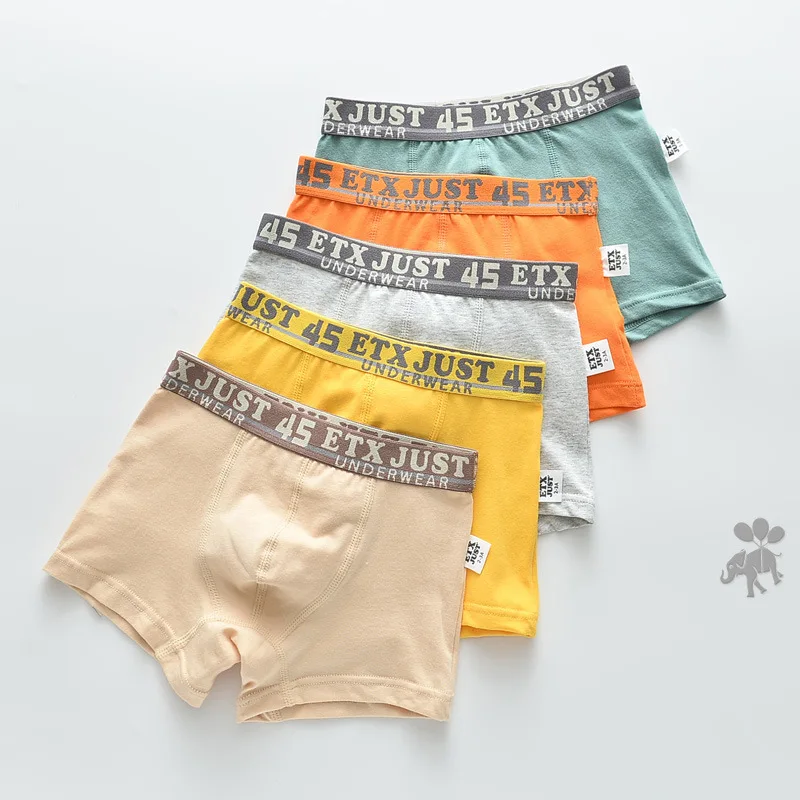 Casual 5 Piece/pack Toddler Boys Panties Cotton Children\'s Letter Print Underpants Young Boys Comfortable Boxers 4 8 12 13 Years