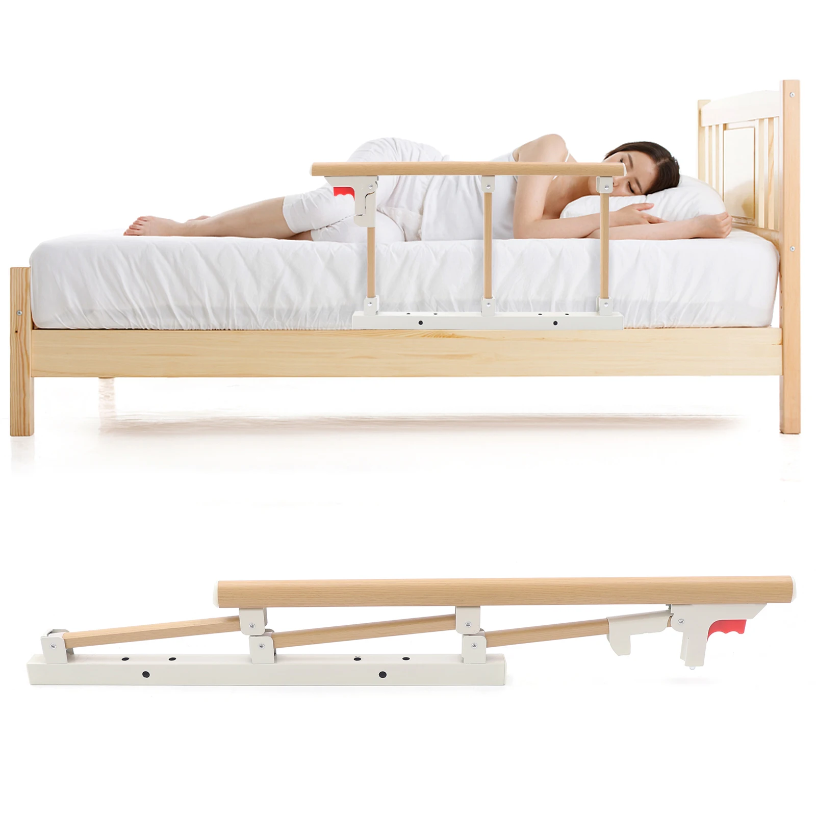 

Folding Bedside Assist Rail Safety Bed Guard Rail Home Elderly Bed Fence Hospital Bed Aluminum Alloy Railings