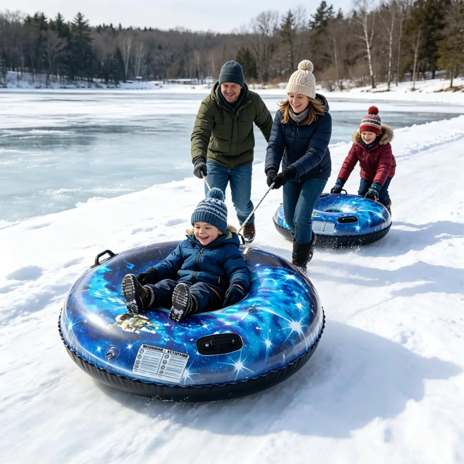 Snow Tube Sled 47Inch Heavy Duty Thickened Winter Toy With Handles Heavy Duty Snow Tube For Outdoor Activities Family Outings