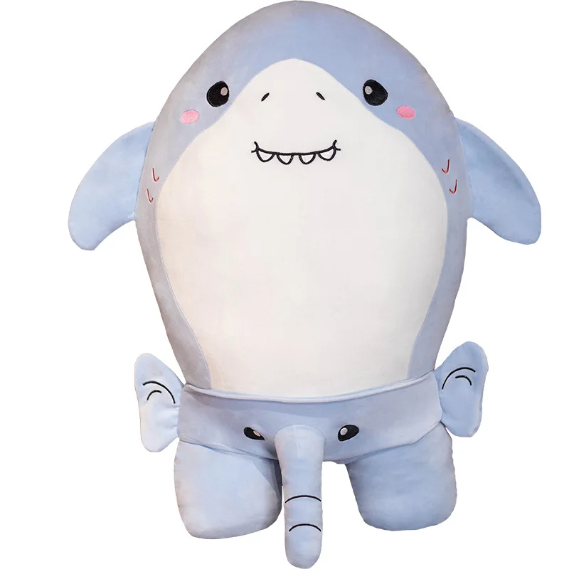 

60/80CM Creative Funny Shark Head Elephant Body Shark Plush Toys Dolls Stuffed Sea Animal Pillow for Little Girl Presents