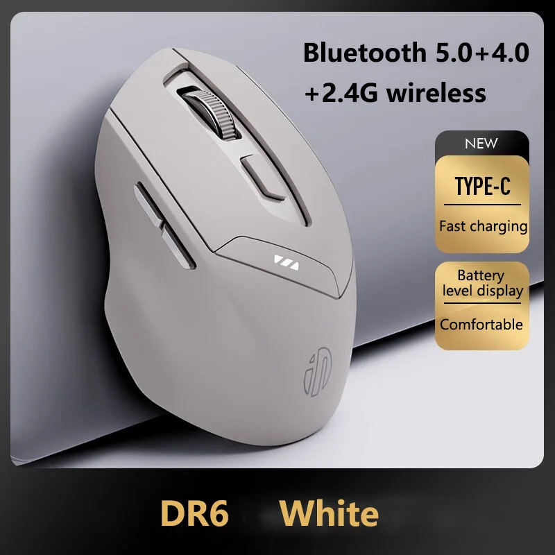 Inphic DR01 Bluetooth Mouse Sem Fio Design Ergonômico Mouse Recarregável Silencioso para Home Office Laptop Desktop e Tablet