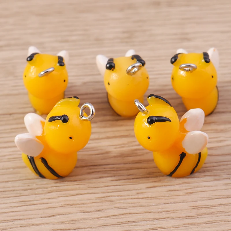 Tusember 10 Stück 3D Cartoon Tieranhänger Niedliche Harz-Bienenanhänger für Schmuckherstellung Ohrringe Halskette DIY Handwerk – Detail 3