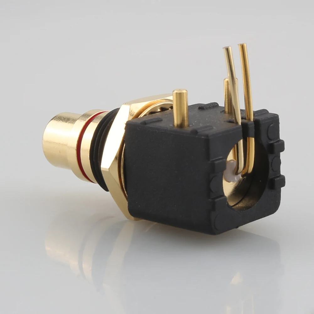 4 Buah HI-END Panel PCB Mount RCA Gold Socket Female Jack Audio Video AV Connector LR255